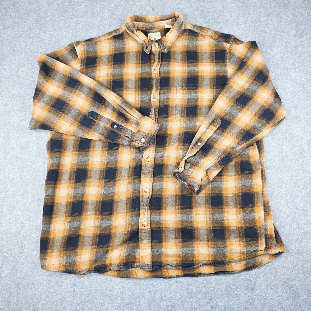 Red Head Brand Co Sportsman Flannel Shirt Mens 3XL Brown Navy Plaid Button Up